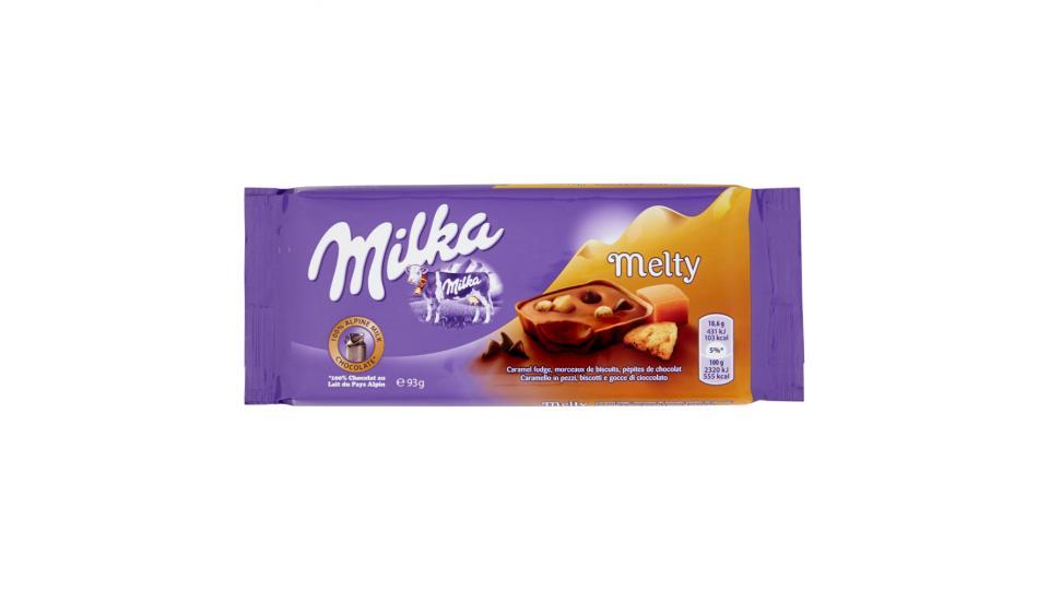 Milka Melty Caramello in pezzi, biscotti e gocce di cioccolato