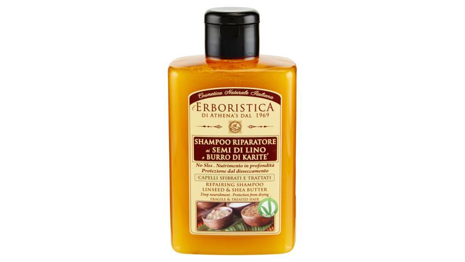 l'Erboristica Shampoo riparatore ai Semi di Lino e Burro di Karitè capelli sfibrati e trattati
