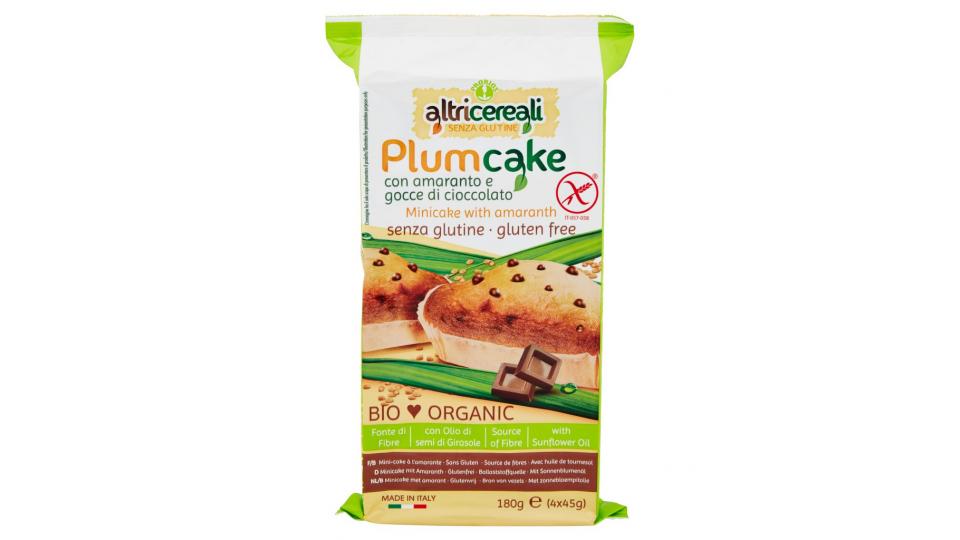 Altricereali senza Glutine Plumcake con Amaranto e Gocce di Cioccolato 4 x 45 g